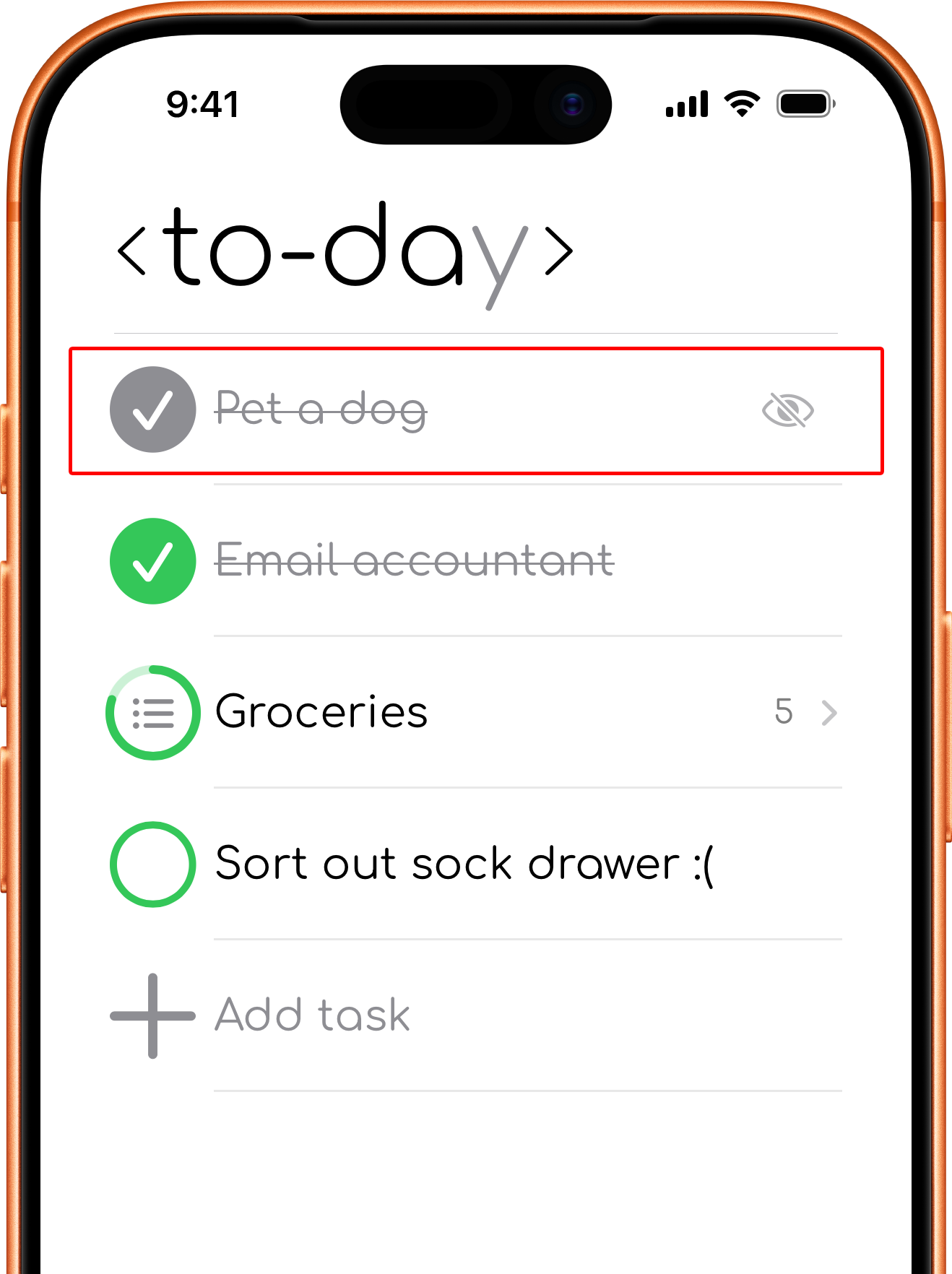 A completed task