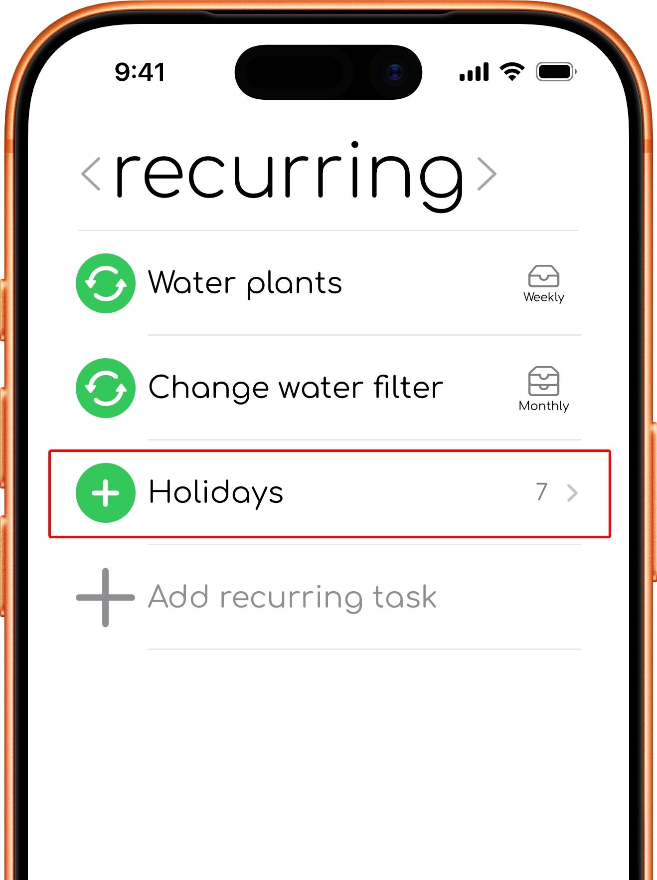 Recurring task set to someday